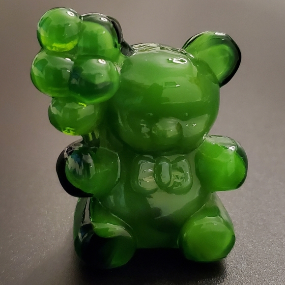 Vntg Boyd "Patrick the Bear" Emerald Clear & Opaque Green Slag Glass - Picture 6 of 6
